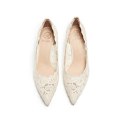 Ivory Lace Elegant Pointed Heeled Pumps