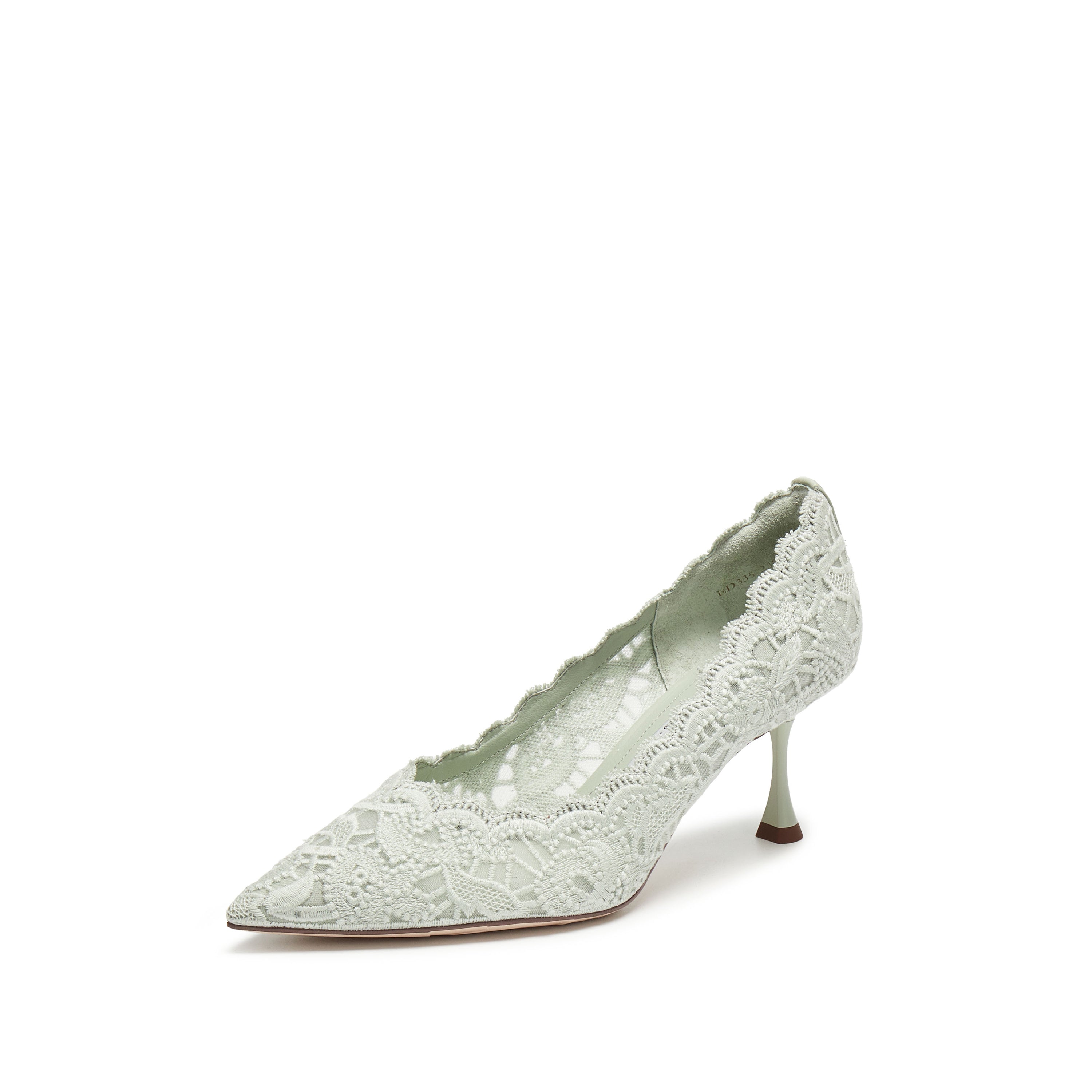 Mint Lace Elegant Pointed Heeled Pumps
