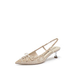 Load image into Gallery viewer, Taupe Crystal Corset Slingback Pumps
