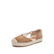 Brown Suede Cross Strappy Espadrille Flat