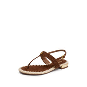 Brown Suede Thong Slingback Sandals