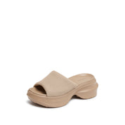 Taupe Knit Platform Slides
