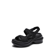 Black Knitted Crystal Edge Chunky Sporty Sandals