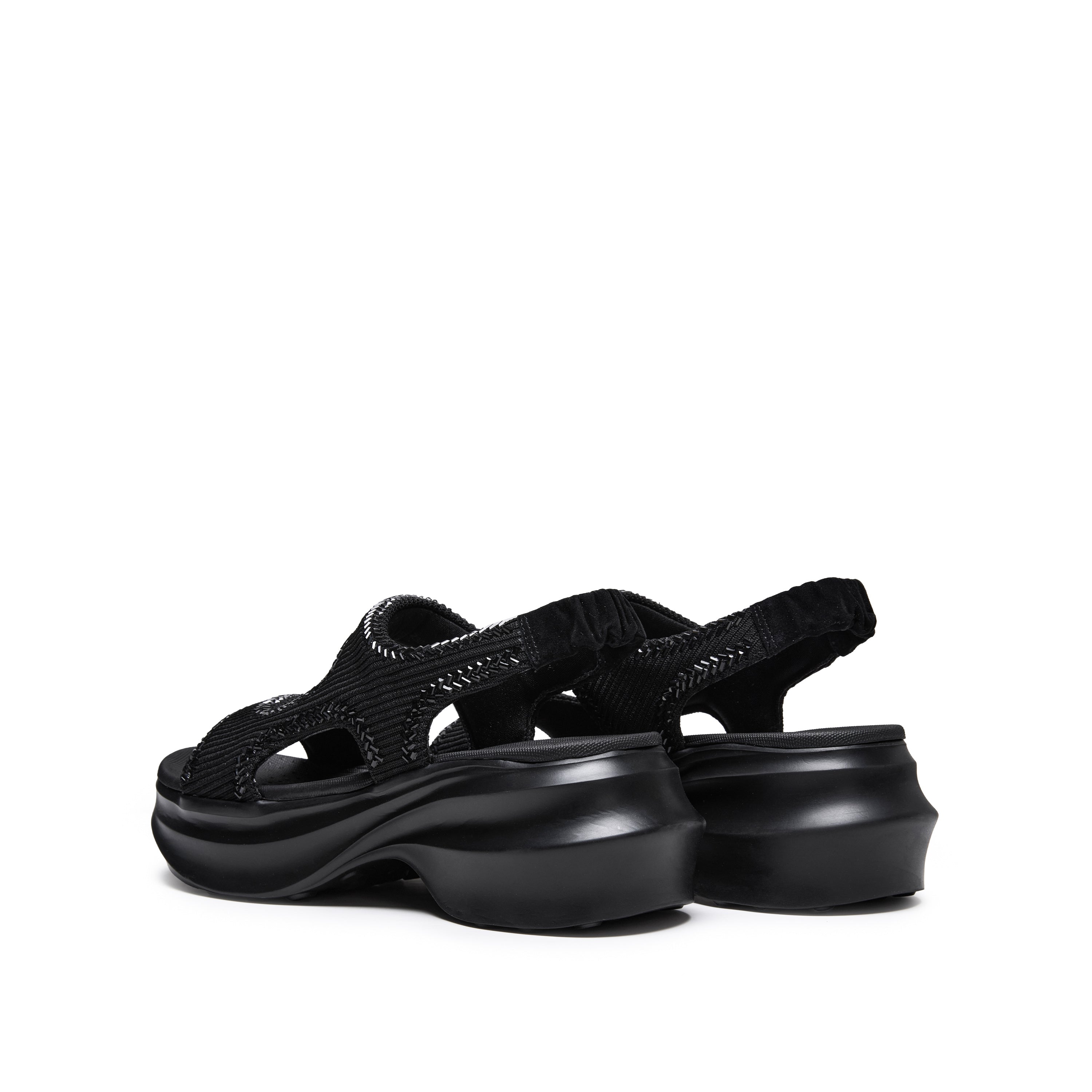 Black Knitted Crystal Edge Chunky Sporty Sandals