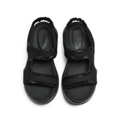 Black Knitted Crystal Edge Chunky Sporty Sandals