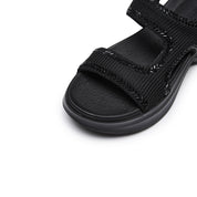 Black Knitted Crystal Edge Chunky Sporty Sandals
