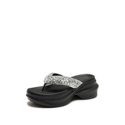 Crystal Knitted Pattern Chunky Flip-flops Slippers