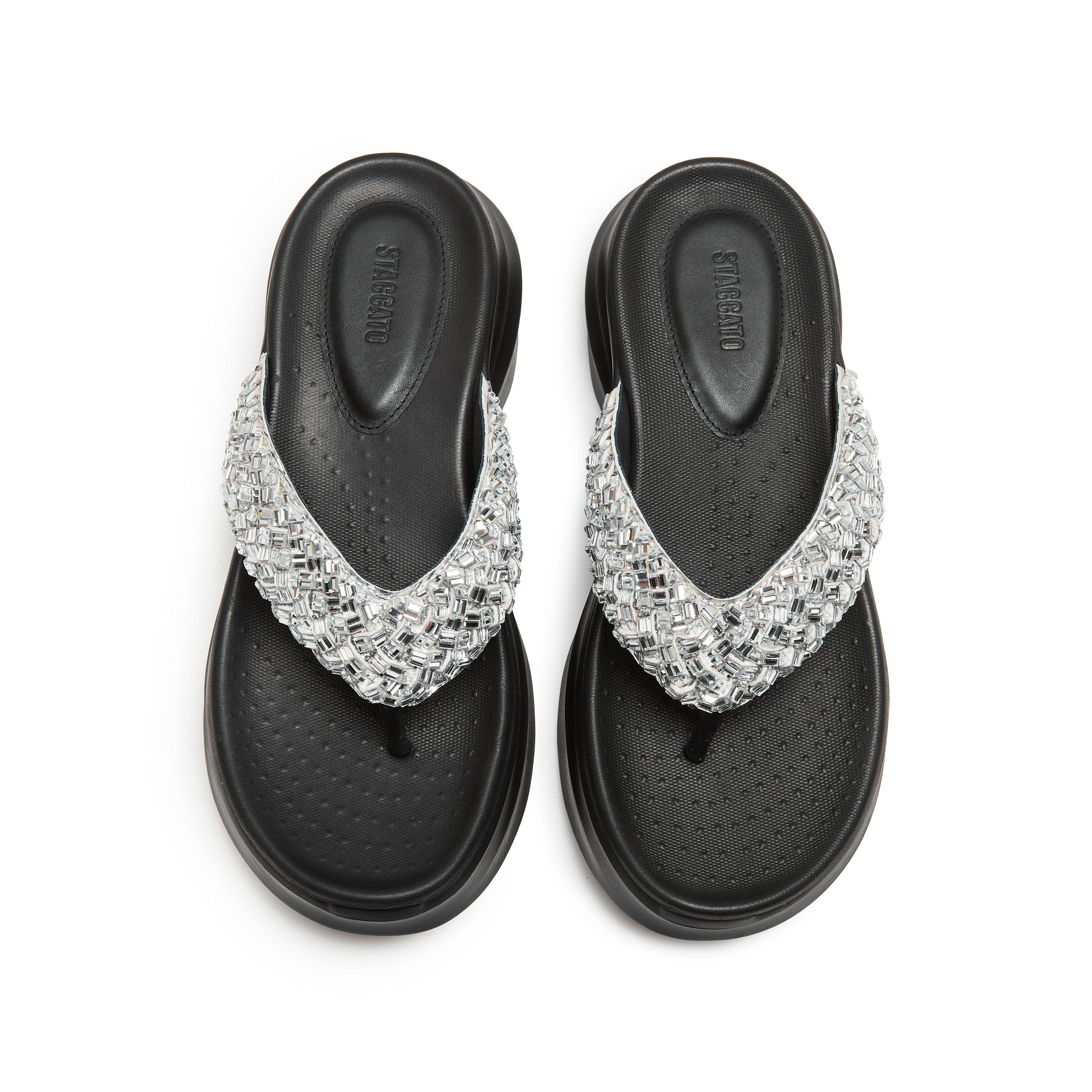 Crystal Knitted Pattern Chunky Flip-flops Slippers