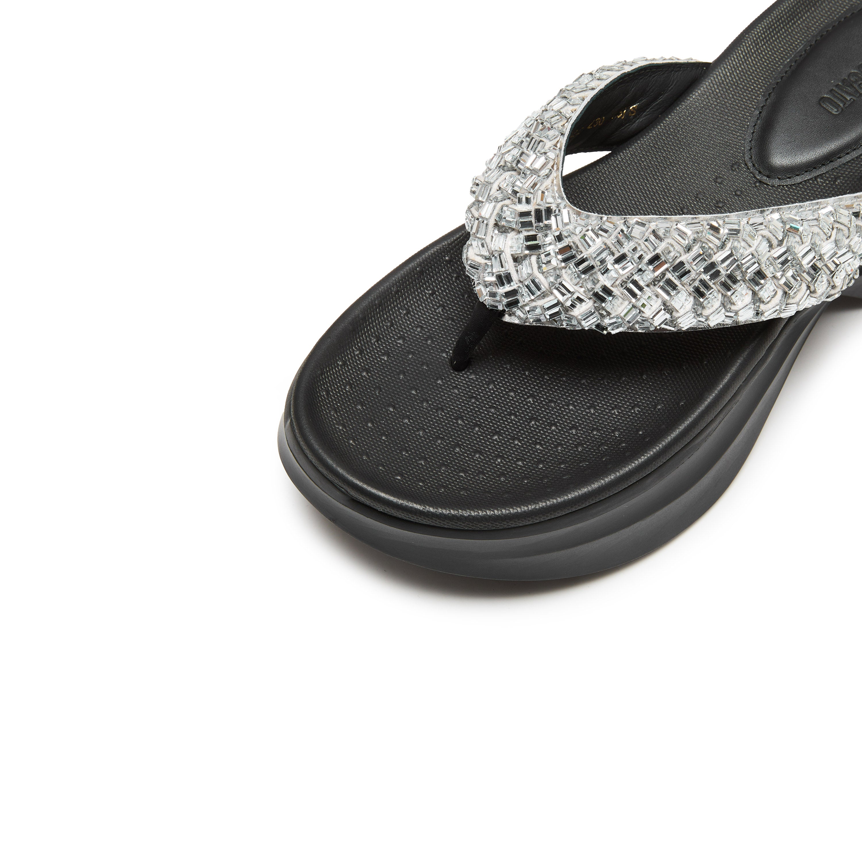 Crystal Knitted Pattern Chunky Flip-flops Slippers
