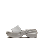 Grey Knitted Crystal Edge Chunky Sliders
