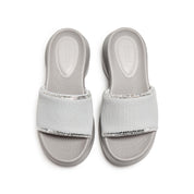 Grey Knitted Crystal Edge Chunky Sliders