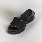 Grey Knitted Crystal Edge Chunky Sliders