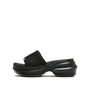 Black Knitted Crystal Edge Chunky Sliders