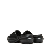 Black Knitted Crystal Edge Chunky Sliders