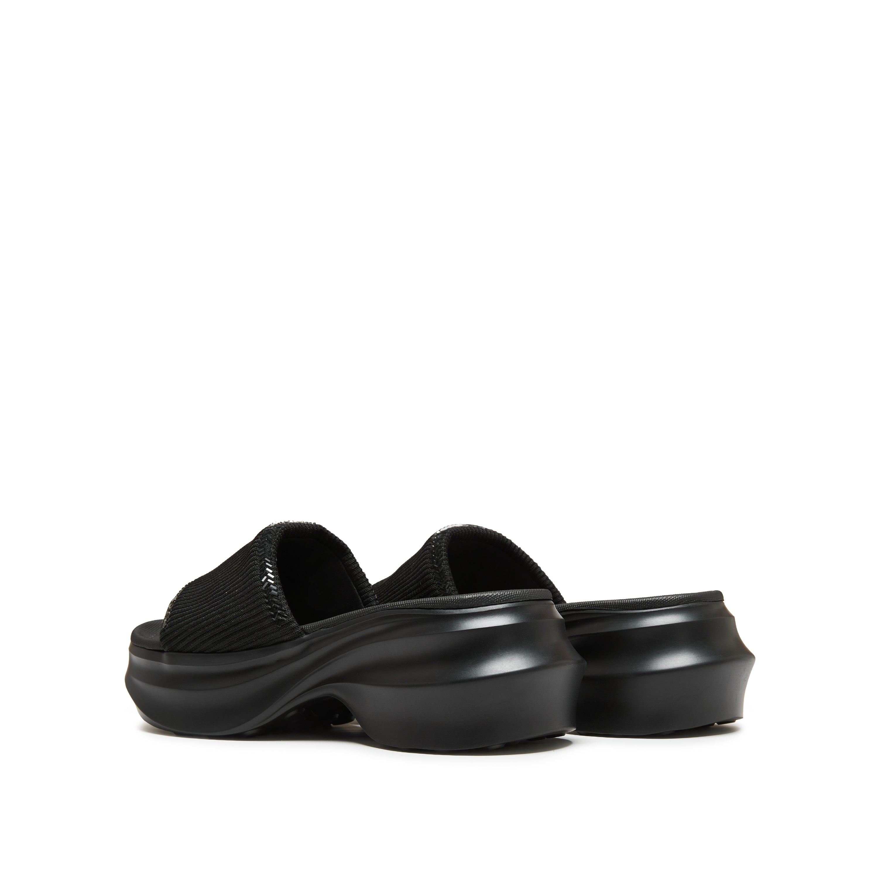 Black Knitted Crystal Edge Chunky Sliders