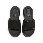 Black Knitted Crystal Edge Chunky Sliders