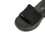 Black Knitted Crystal Edge Chunky Sliders