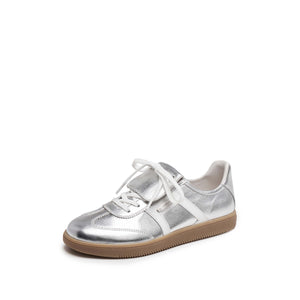 Slivery Lace-Up Detachable Tongue Sneakers