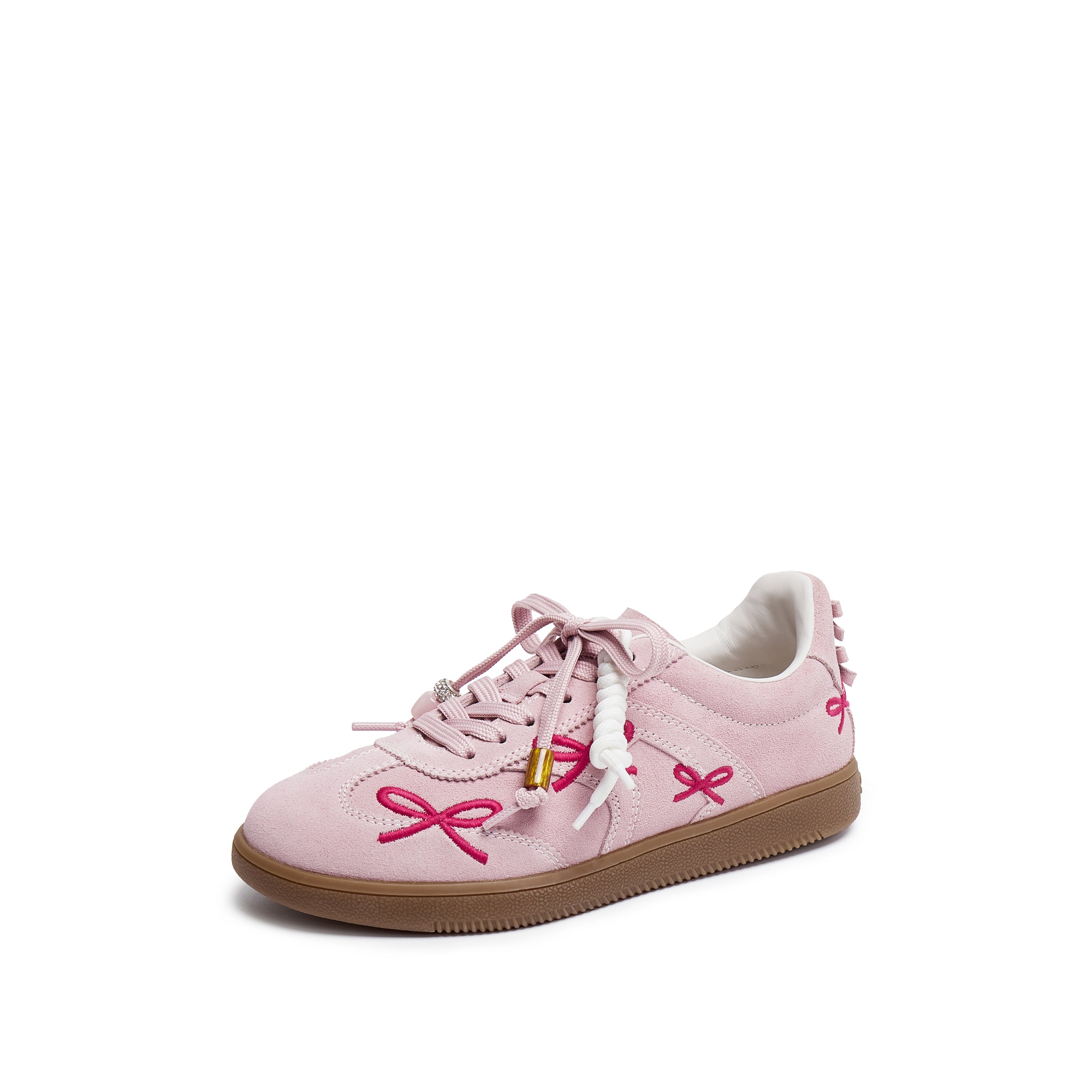 Pink Bow Embroidery Casual Sneakers