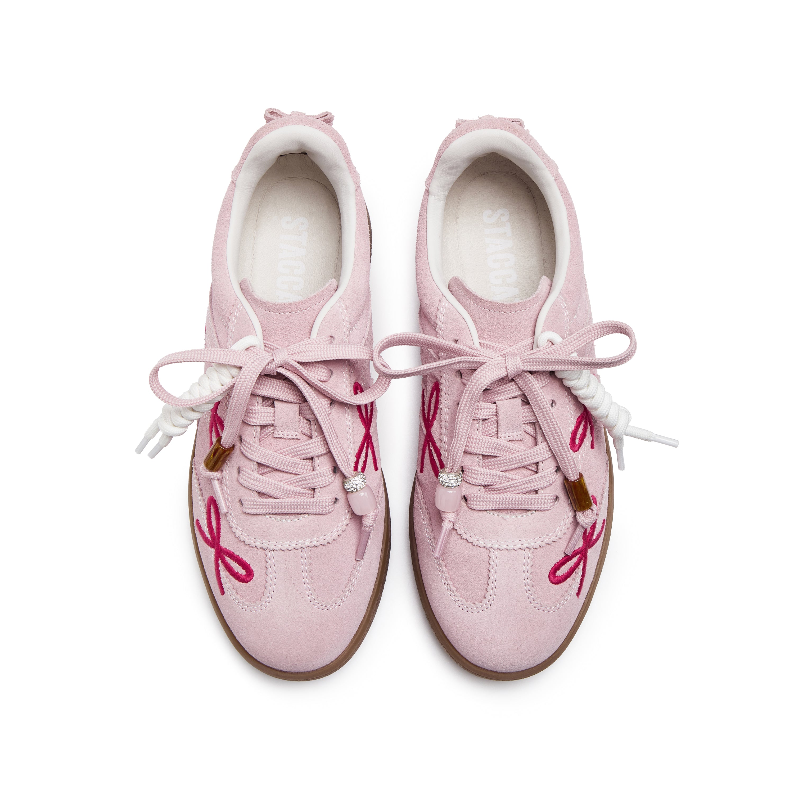 Pink Bow Embroidery Casual Sneakers