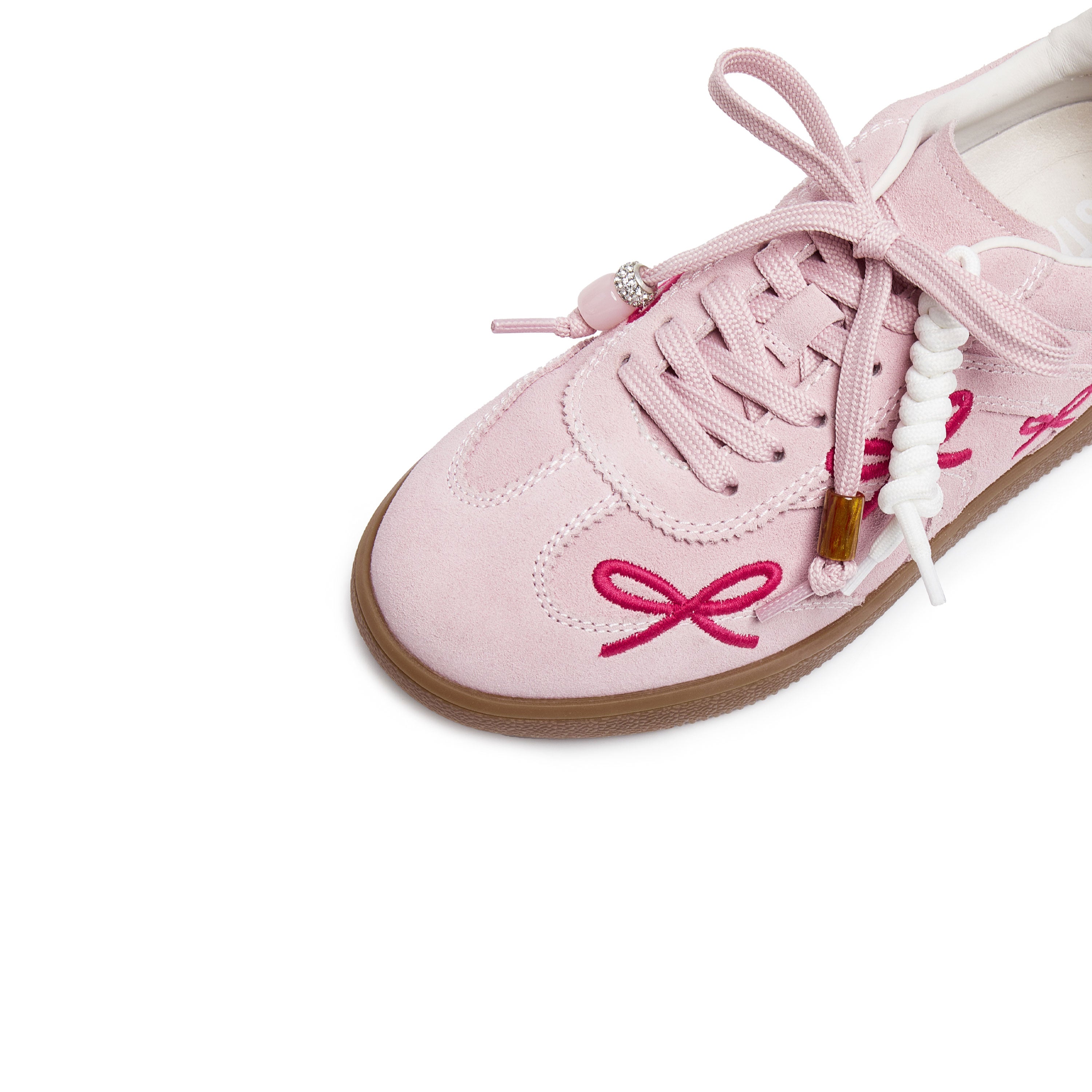 Pink Bow Embroidery Casual Sneakers