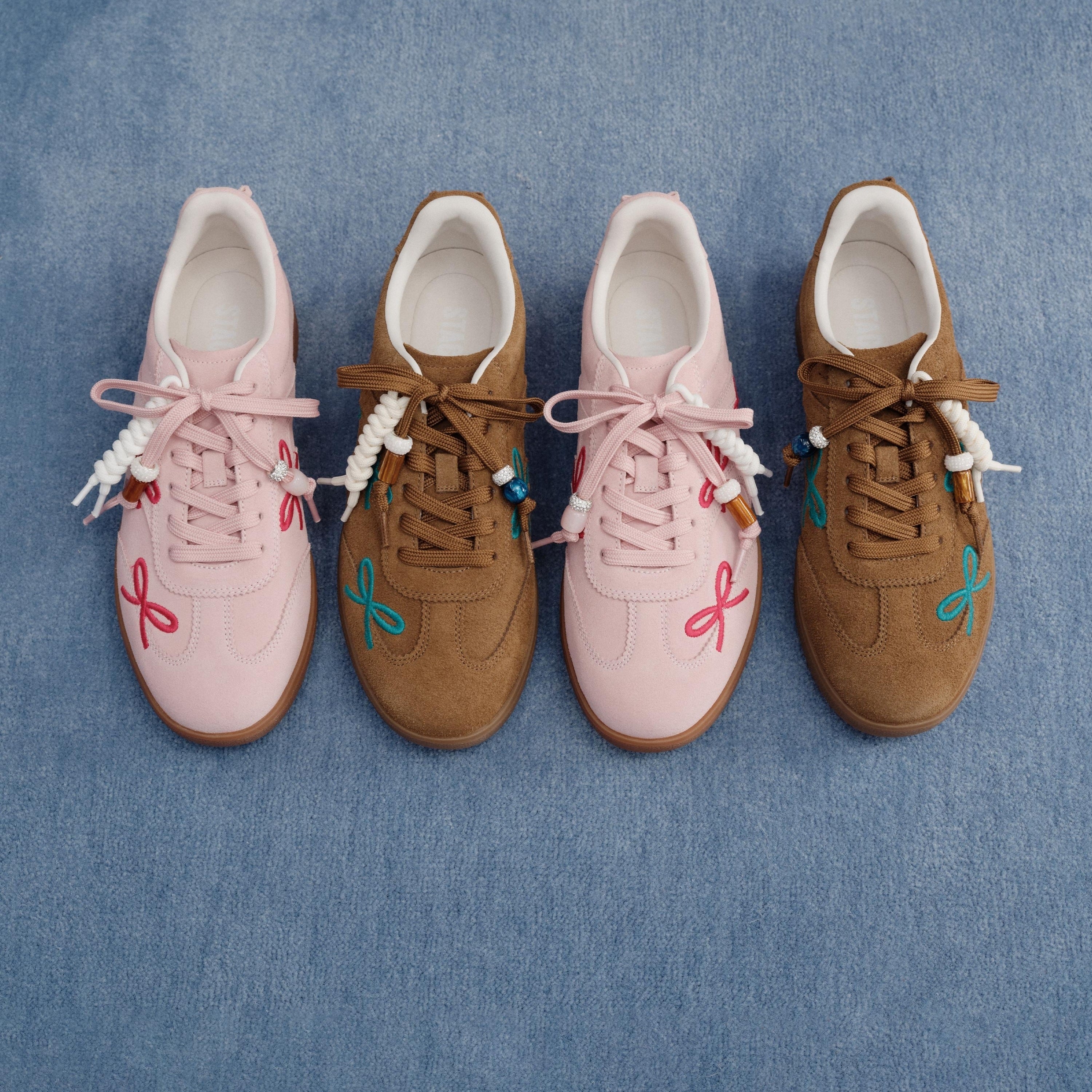 Pink Bow Embroidery Casual Sneakers