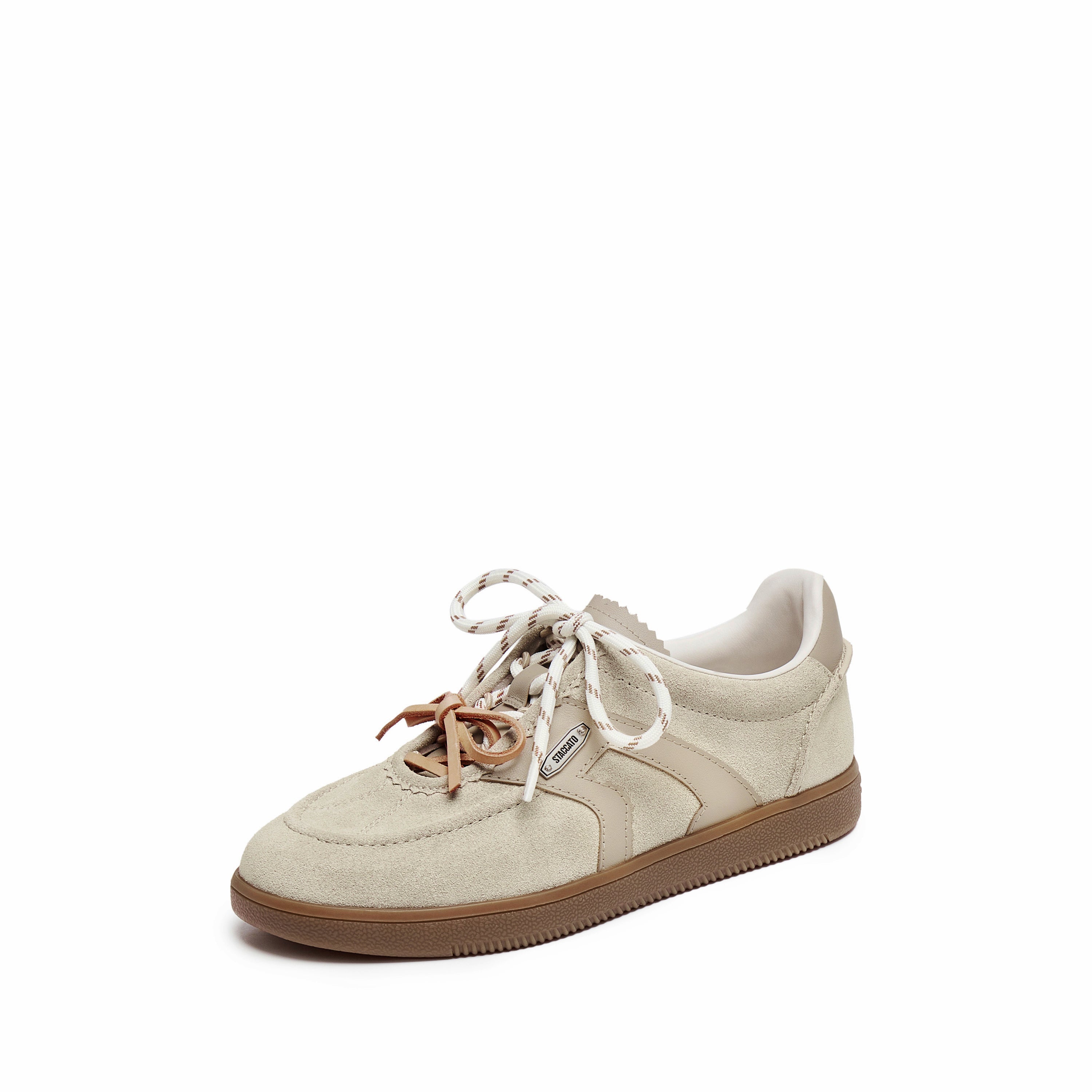 Taupe Double Lace Up Casual Sneakers