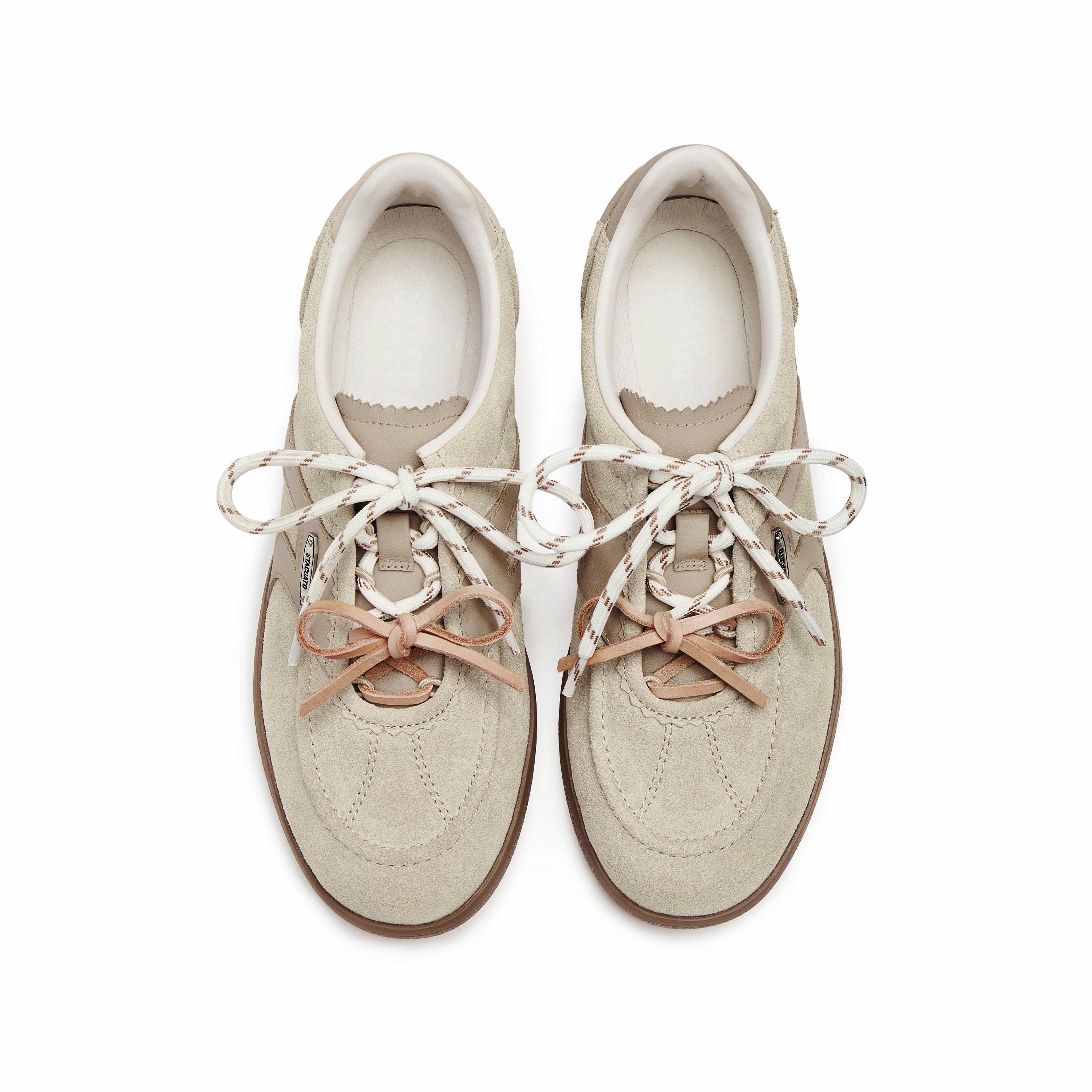 Taupe Double Lace Up Casual Sneakers
