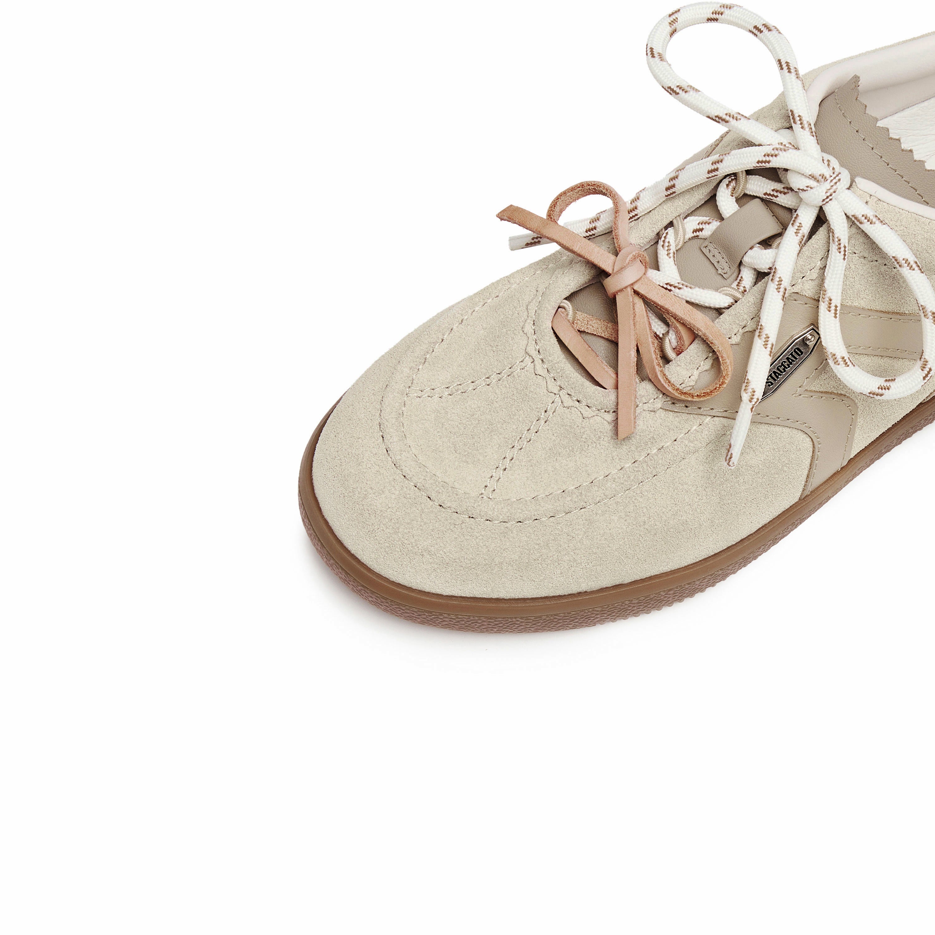 Taupe Double Lace Up Casual Sneakers