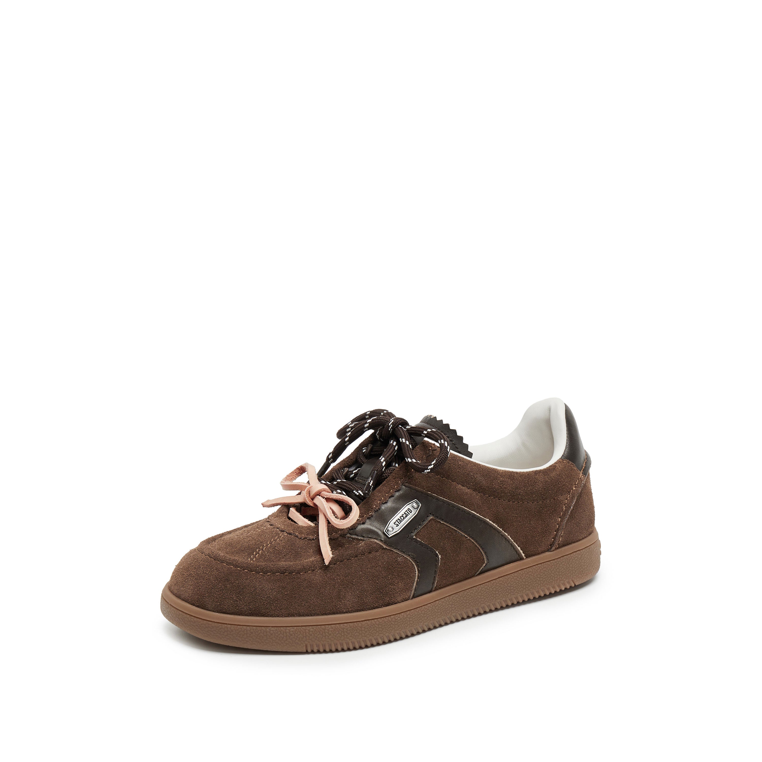 Brown Double Lace Up Casual Sneakers