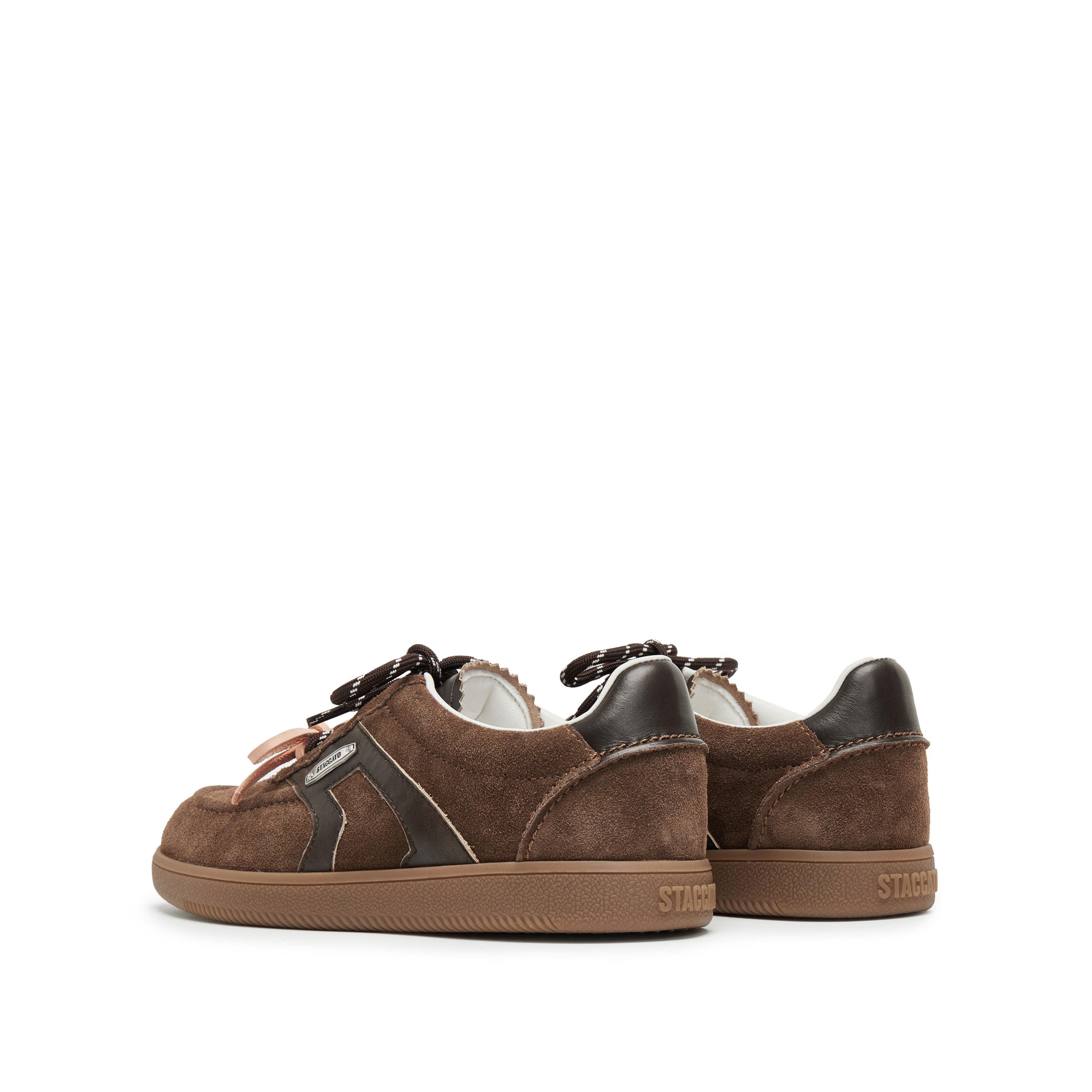 Brown Double Lace Up Casual Sneakers