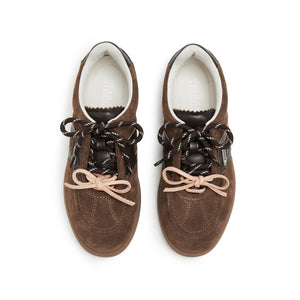 Brown Double Lace Up Casual Sneakers