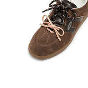 Brown Double Lace Up Casual Sneakers