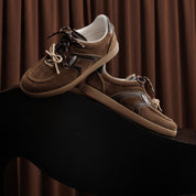Brown Double Lace Up Casual Sneakers