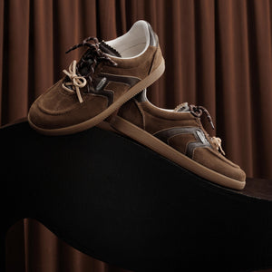 Brown Double Lace Up Casual Sneakers