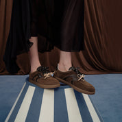 Brown Double Lace Up Casual Sneakers