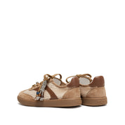 Taupe Knitted Patched Lace Up Runners