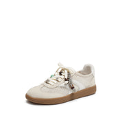 Light Grey Knitted Patched Lace Up Runners