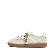 Light Grey Knitted Patched Lace Up Runners