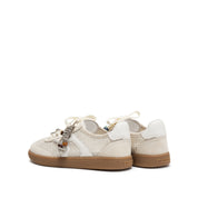 Light Grey Knitted Patched Lace Up Runners