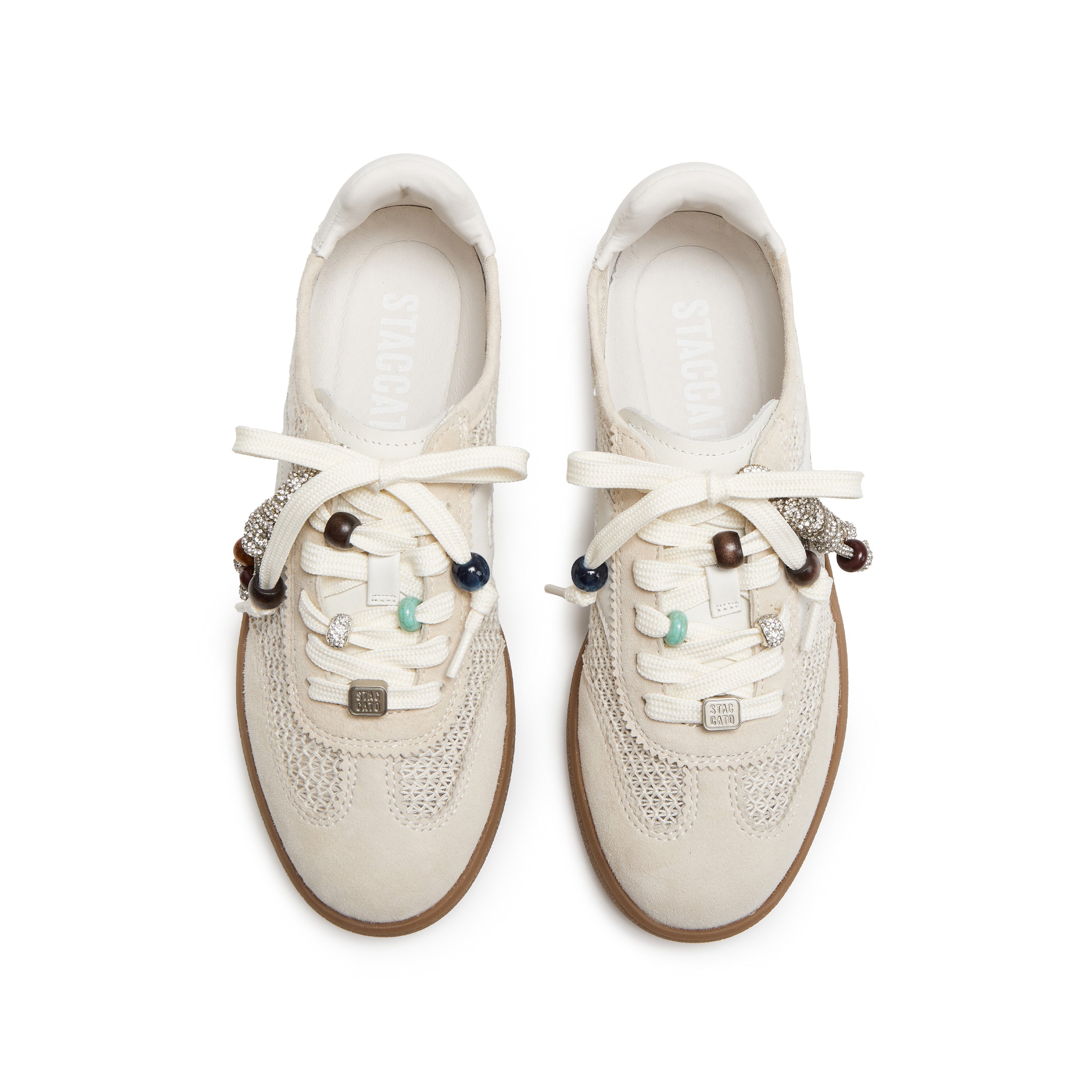 Light Grey Knitted Patched Lace Up Runners