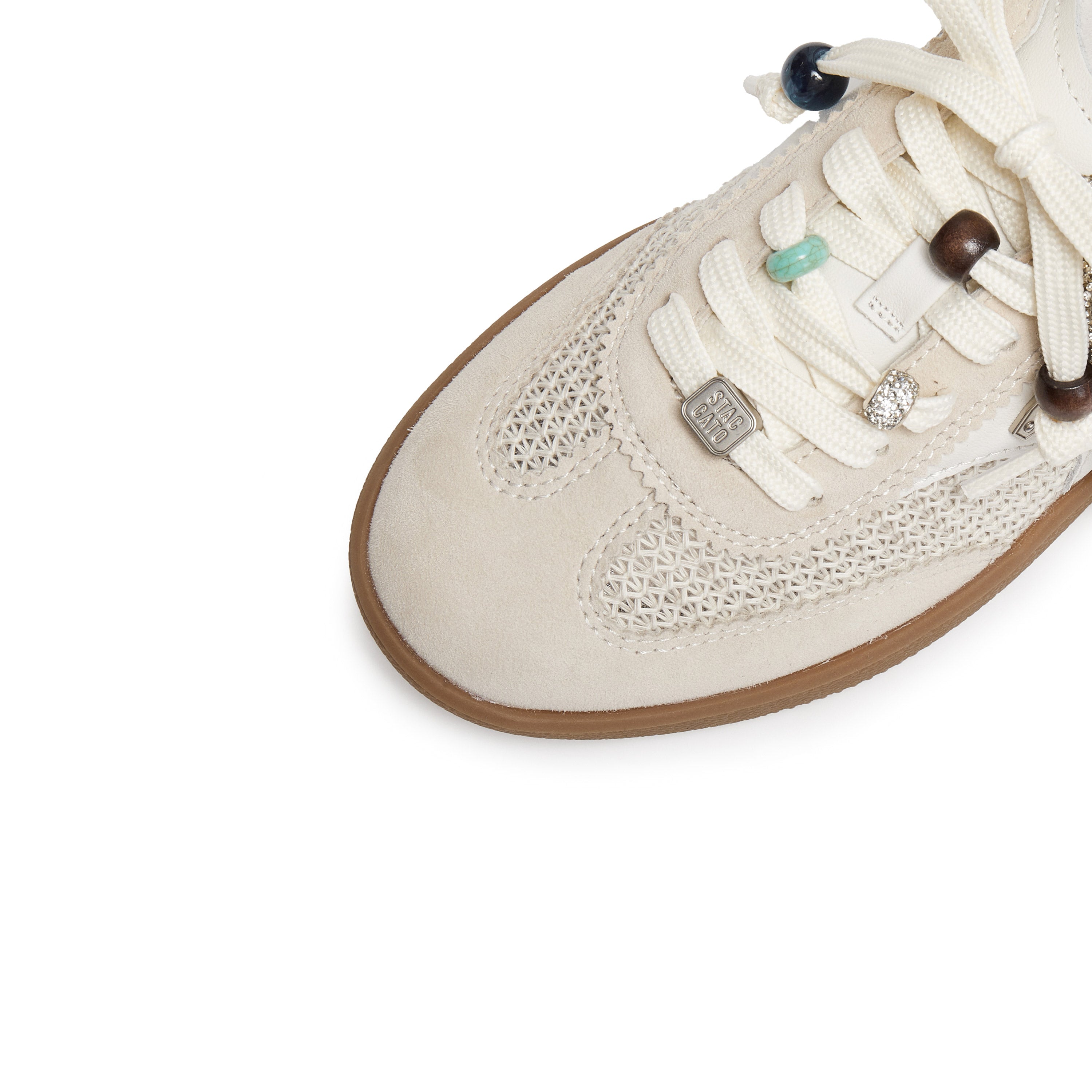 Light Grey Knitted Patched Lace Up Runners