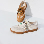 Light Grey Knitted Patched Lace Up Runners