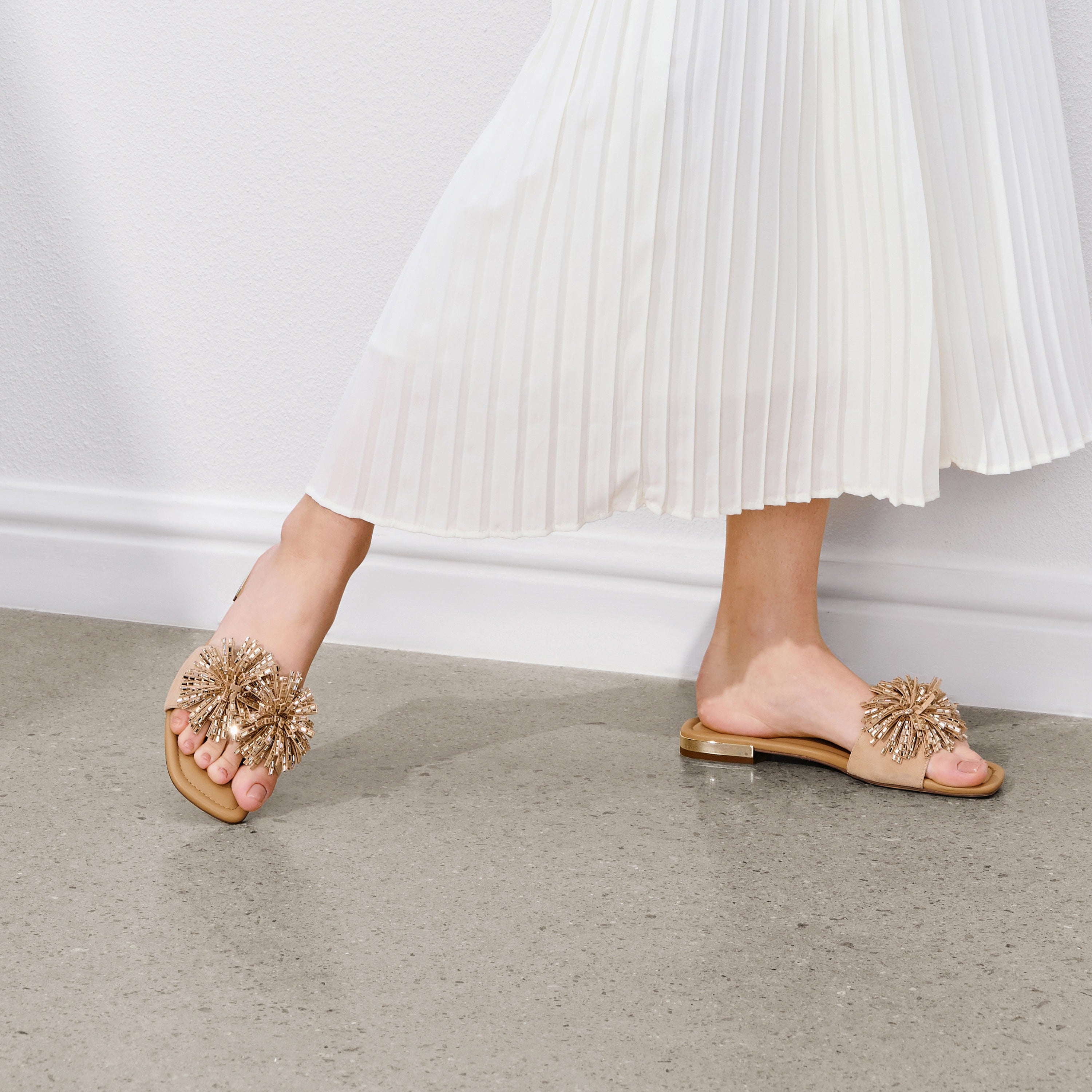 Pastel Crystal Fireworks Flat Sandals