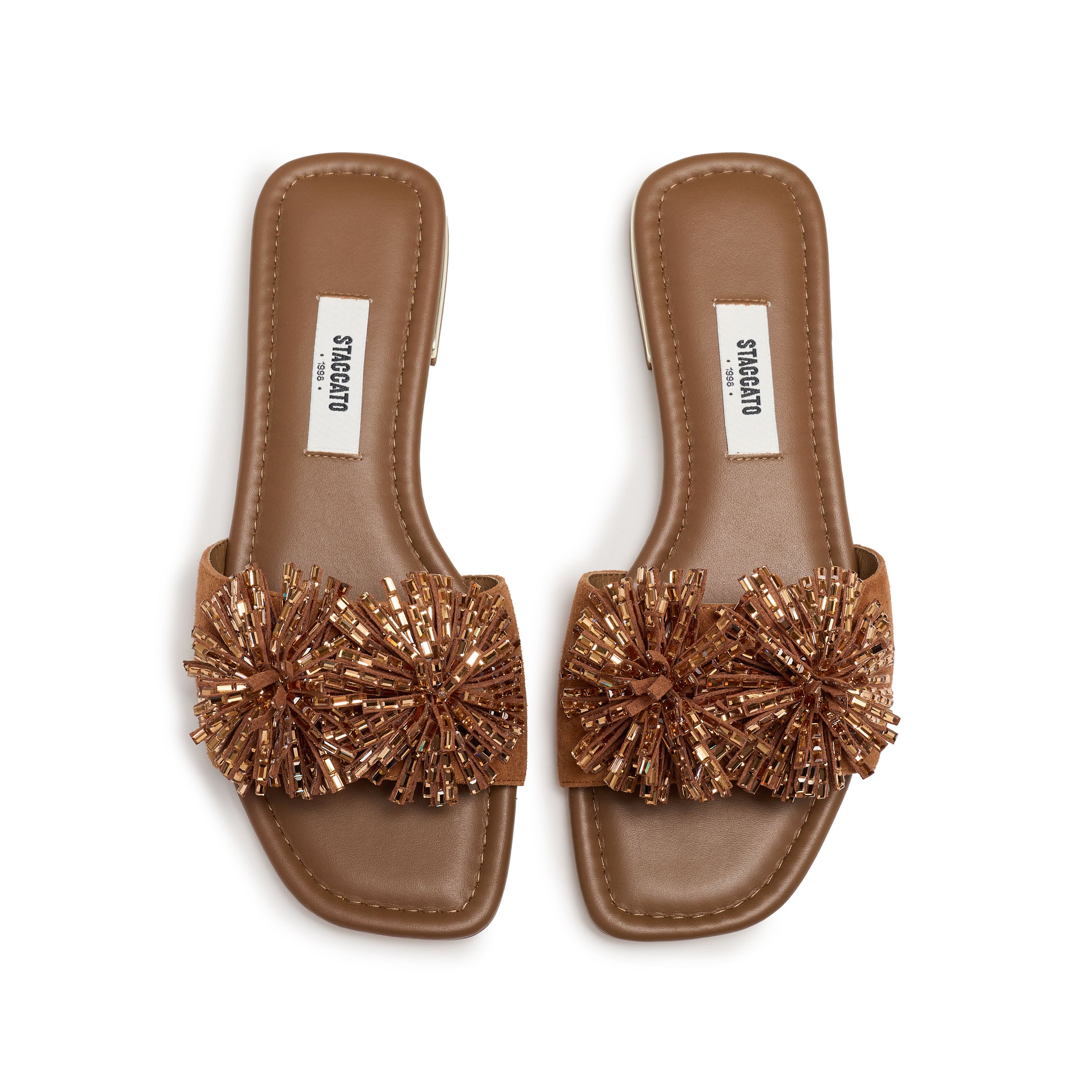 Brown Crystal Firewroks Flat Sandals