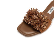 Brown Crystal Firewroks Flat Sandals