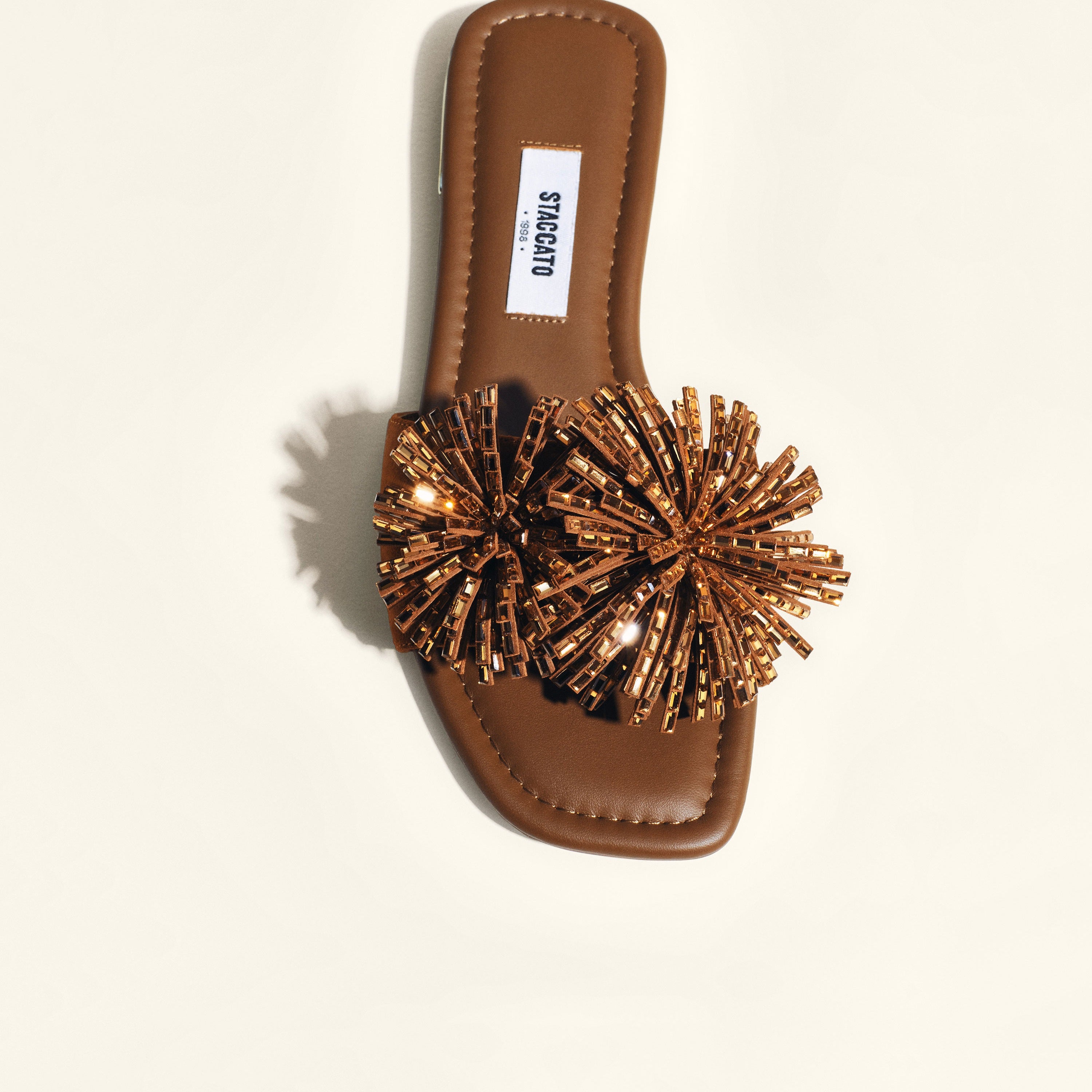 Brown Crystal Firewroks Flat Sandals