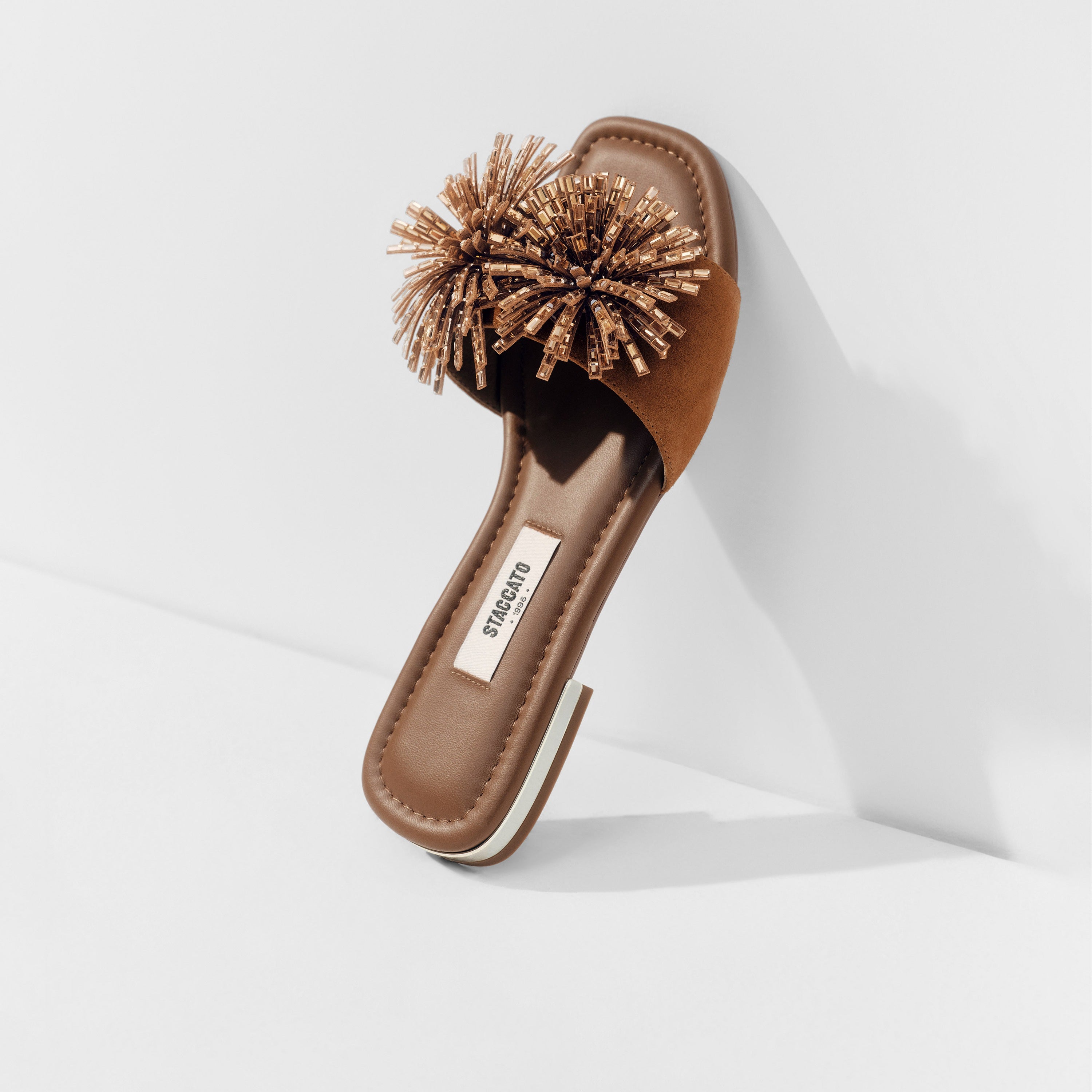 Brown Crystal Firewroks Flat Sandals