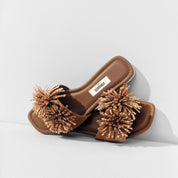 Brown Crystal Firewroks Flat Sandals