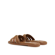 Brown ST Waxy Cube-Embellished Strap Slides